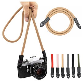 wieehtes Camera Strap Made of Rope: 105 cm Nylon Climbing Rope Camera Neck Shoulder Strap for Mirrorless/Small Cameras (Brown)