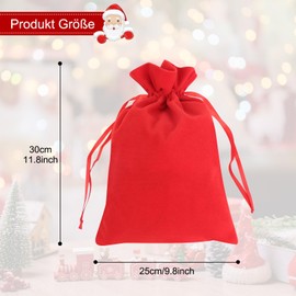 Christmas Christmas Bags, Reusable Fabric, Gift Bags for Jewellery, Crafts, Birthday, Wedding, Party, Holiday Gift, Gift Bags, 25 x 30 cm, Pack of 6