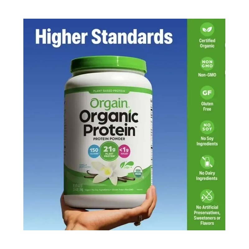 Orgain Organic 21g Plant-based Protein Powder, Vanilla Bean