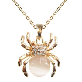 Navachi 18k Gold Plated White Opal Crystal Spider Az6081s Pendant Necklace 16"+2"