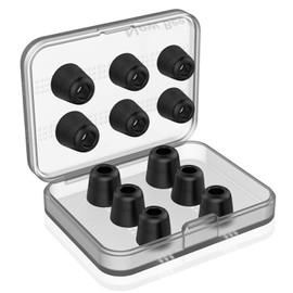 Earphone Tips New Bee Replacement Earbud Tips Premium Memory Foam Earbuds Blocking Out Ambient Noise Suitable for Headphones with 5mm-7mm Tips (Black, 6 Pairs, Medium)