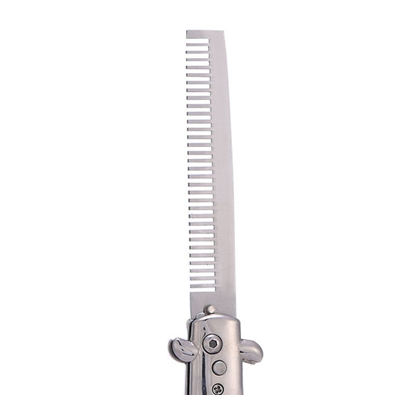 Switchblade Spring Folding Knife Push Button Pocket Comb Oil Hair