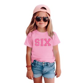 Ritatte Birthday Girl Shirt Kids Girls 5th 6th 7th 8th 9th 10th T-Shirts Sequin Embroidered Party Outfit 5-10 Years(Pink-Six, 6Y)