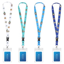 Qsszk - Cordones de crucero, paquete de 4 cuerdas de crucero impermeables con soporte para carrete, hebilla desmontable para cruceros, tarjetas de llaves, artículos esenciales para cruceros