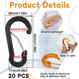 UVVRUR Carabiner Hook Small Aluminium Carabiner Small Carabiner Set Colourful Carabiner Hook for Outdoor Sports, Hiking, Camping, Fishing, Outdoor, Not for Climbing