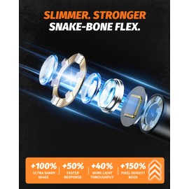 2-Way Articulating Borescope Camera, DEERFO Industrial Endoscope with Light, 0.24 in Scope, 4.3" Screen, 1080P Inspection Snake Camera, 5FT Cable, for Sewer Pipe Plumbing HVAC Automotive, Video/Photo