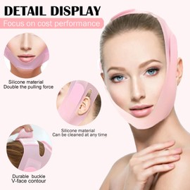 MASIKA Soft Silicone Chin Strap for，V-Line Mask Chin Up Mask V Shaped Face Mask Chin strap for sleeping, Jaw Exerciser，chin wrap,Pink