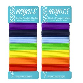 HOYOLS Bandas elásticas para el cabello, sin metal de color chakra, lazos para el cabello, soporte para cola de caballo de colores, sin enganches, para niñas y mujeres, cabello grueso de 2 mm - 7 colores, 84 unidades