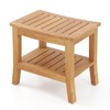 Giantex Teak Shower Bench with Shelf - Shower Stool for