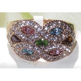 YourJewelleryBox TK1632PB Multicolour Simulated Diamond Ring Marquise Rounds Rose Steel Size J USA 5