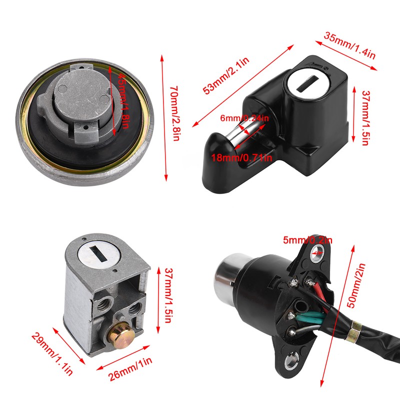 Motorcycle Ignition Switch Fuel Gas Cap Seat Lock Keys for