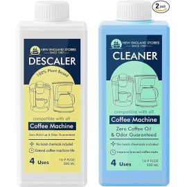 new england stories UNIVERSAL COFFEE MACHINE DESCALER & CLEANER 33.8OZ FOR KEURIG NESPRESSO ETC