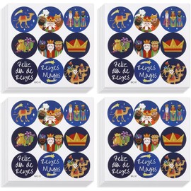 Hianjoo Pegatinas para Regalos de los Reyes Magos, 20 Hojas de Etiquetas para Regalos para Manualidades Navideñas, 180 Unidades de Pegatinas para Tarjetas de Regalo para Fiestas