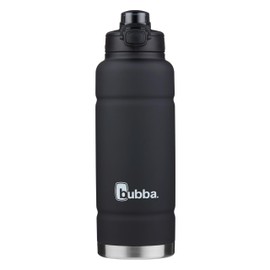 bubba Trailblazer Stainless Steel Water Bottle with Push Button Lid, 40 oz (1.18 L), Vacuum-Insulated, Rubberized Licorice