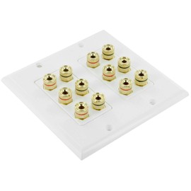 6 Speaker Cable Wall Plate Double Gang for 6 Surround Sound Speakers