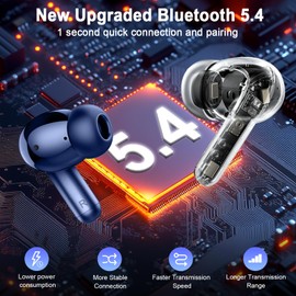 Bluetooth 5.4 Headphones, 2025 Wireless Earbuds 3D Hi-Fi Stereo Bass Ear Buds, 4 ENC Noise Cancelling Mic, 40H USB-C in-Ear Earphone Sport, 3g IP-X7 Waterproof Workout Gym for Android iOS Laptop Pad