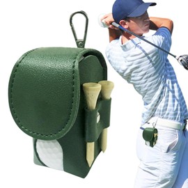 Golf Bag Pouch, Belt Tee Holder PU Leather, Golf Ball Storage Carrier Pouch Organizer with Clip for Women Men Dad Golfers Fathers