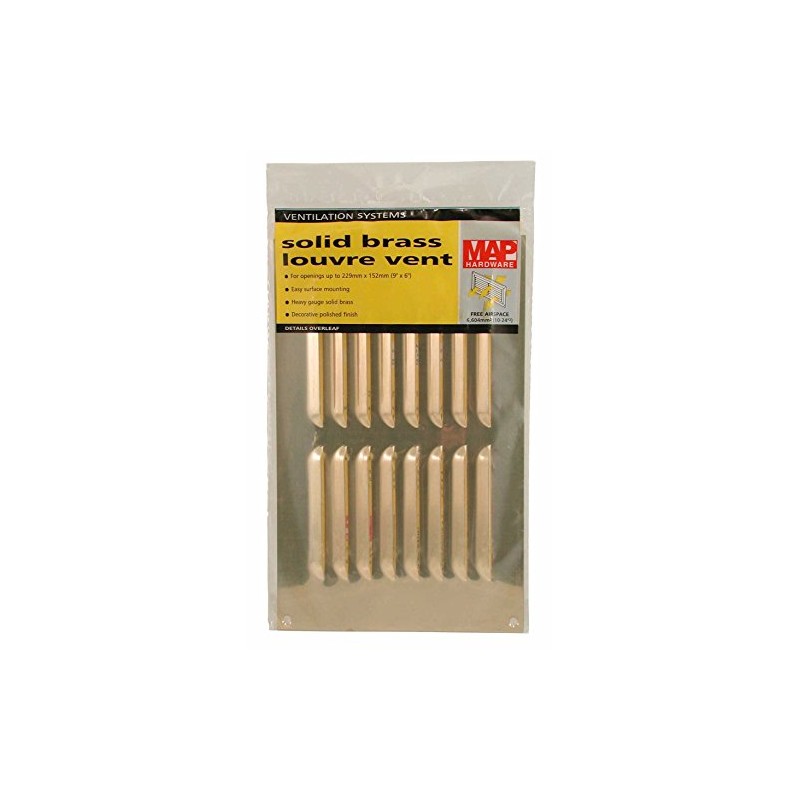 MAP Vents 956-27 Metal Louvre Vents, Brass, 9" x 6"