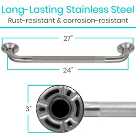 Vive Grab Bar for Bathtubs and Showers (Textured) - Handicap Bathroom Safety Rail for Elderly - Wall Handle for Tub, Toilet, & Bath - Disability Assist Device Accessory Handrail