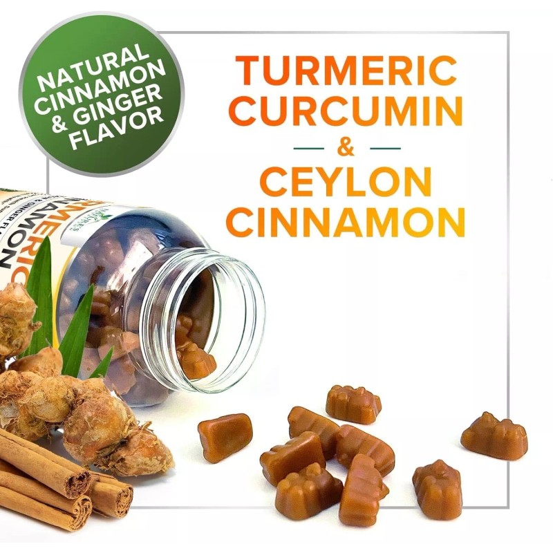 Nature's Nutrition Turmeric Ginger Cinnamon Gummies - Vegan Turmeric Curcumin