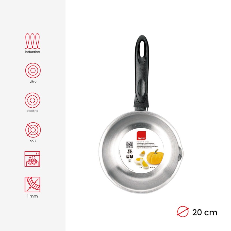 Ibili "Clasica Belly Shape Saucepan, Silver/Black, 20 cm