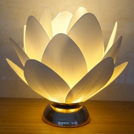 White EVA Flower Table Lights, LED 3000K Warm Lighting, 3*AA Battery (Not Included), for Home Art Decoration, Wedding, Party and Bedroom (White Lotus)
