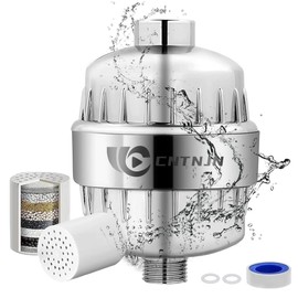 CNTNJN Shower Head Filter for Hard Water to Remove Chlorine Reduces Dry Itchy Skin,Shower Filters with High Output Showerhead Cartridges(Chrome)