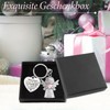 Fugoviin Guardian Angel Lucky Charm Keyring with Gemstones and Lilac