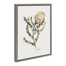 Kate and Laurel Sylvie Wild Banksia Framed Canvas Wall Art by Sara Berrenson, 18 x 24, Gray, Nature and Wildlife-Inspired Wall Décor