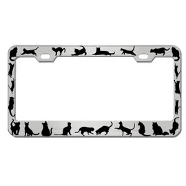Cats Cat Lovers Design Heavy Duty Metal Car License Plate Frame Auto Tag Holder