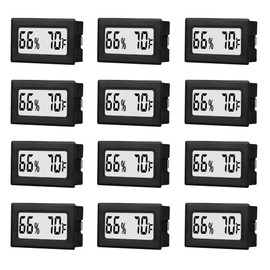 12 Pack Mini Small Digital Hygrometer Thermometer Indoor Temperature and Humidity Meter Gauge with Temp Humidity Sensor Monitor Fahrenheit (℉) for Jars,Home,Room