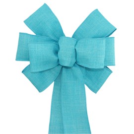 Turquoise Rustic Wreath Bow - Spring Easter Bow by Package Perfect Bows – Made in USA (8 inch bow)