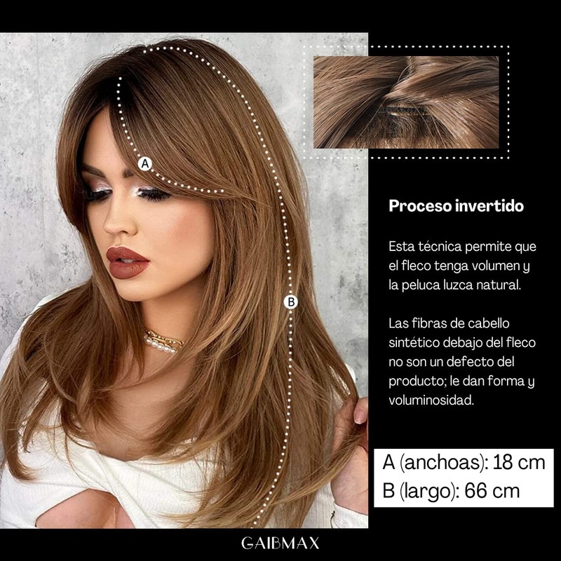 GAIBMAX - Pelucas para mujer cabello aspecto natural, peluca de