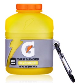 Funnysoul Case for AirPod 2nd/1st, Yellow Sport Bottle Air Pods 1/2 Cover for Girls Teens Kids, Cute Fun Fashion Cartoon Design Pattern Skin, Full Protective Accessories Keychain for AirPods 2&1 Cases