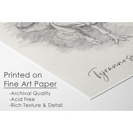 Dinosaur Sketchbook Set Art Prints (Set of 6) - 8x10s | Unleash Prehistoric Charm with These Wall Arts | Living Room Décor | Farmhouse Décor | Bedroom Wall Décor | Kid's Room Décor