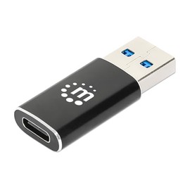 Manhattan USB 3.2 Gen 2 Type A Male to Type C Female Adapter 10Gbps SuperSpeed+ USB 3A Aluminum Black