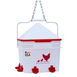RentACoop 2 Gallon Chicken BPA-Free Plastic Bucket Waterer Set with 4 Horizontal Nipples - Corner Placement