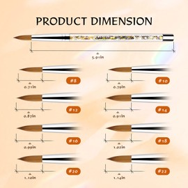 Aokitec Kolinsky Acrylic Nail Brush #22 Sable Acrylic Brush for Nails Wood Nail Art Brush for Acrylic Application Polygel Brush Manicure Tool