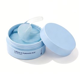 Angel Silk Caffeine Eye Patches, Under Eye Patches for Puffy Eyes & Dark Circles, Korean Under Eye Hydrogel Masks for Eye Bags & Wrinkles with Hyaluronic Acid, Hydrating & Cooling Pads Skincare