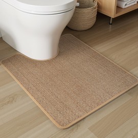 PADOOR Braided Toilet Rugs U Shaped, Non Slip Toilet Mats for Bathroom Floor Machine Washable Super Absorbent Contour Bath Rugs for Toilet Mat Quick Dry U Shaped Toilet Rug, 20x24 Beige