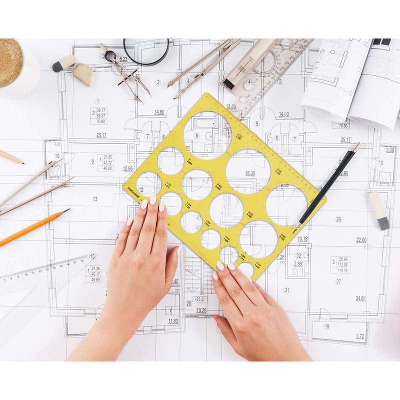 Traceease Geometric Drafting Jumbo Circle Template Drawing Stencil, Designing Template