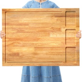 32x23.5inches Extra Large Solid Wooden Cutting Board and Stovetop Cover, 2 in 1 Stove Top Cover Chopping Board with Detachable Legs and Juice Groove, Sink Cover Board for Restaurant Kitchen Countertop