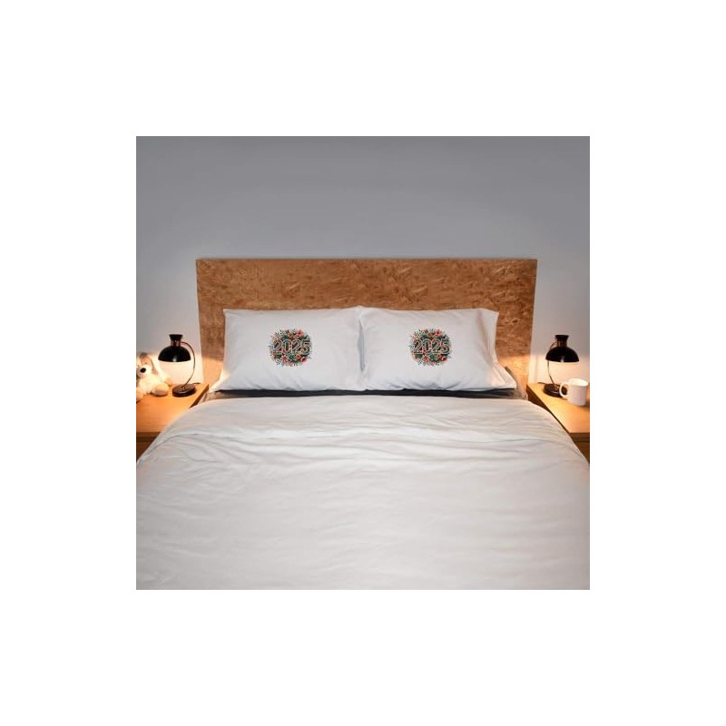 2 x 'Floral New Year 2025' Cotton Pillow Cases (PW00039423)