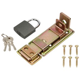 KOTARBAU® Lock Bolt 130mm Straight + Solid Padlock Yellow Zinc Plated Universal
