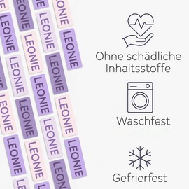 Mini Name Stickers 16 x 6 mm - Name Tags - Pens, Clothes, Small Parts (Pack of 156) - Waterproof & Dishwasher Safe - BPA Free - Sunnywall (Lilac)