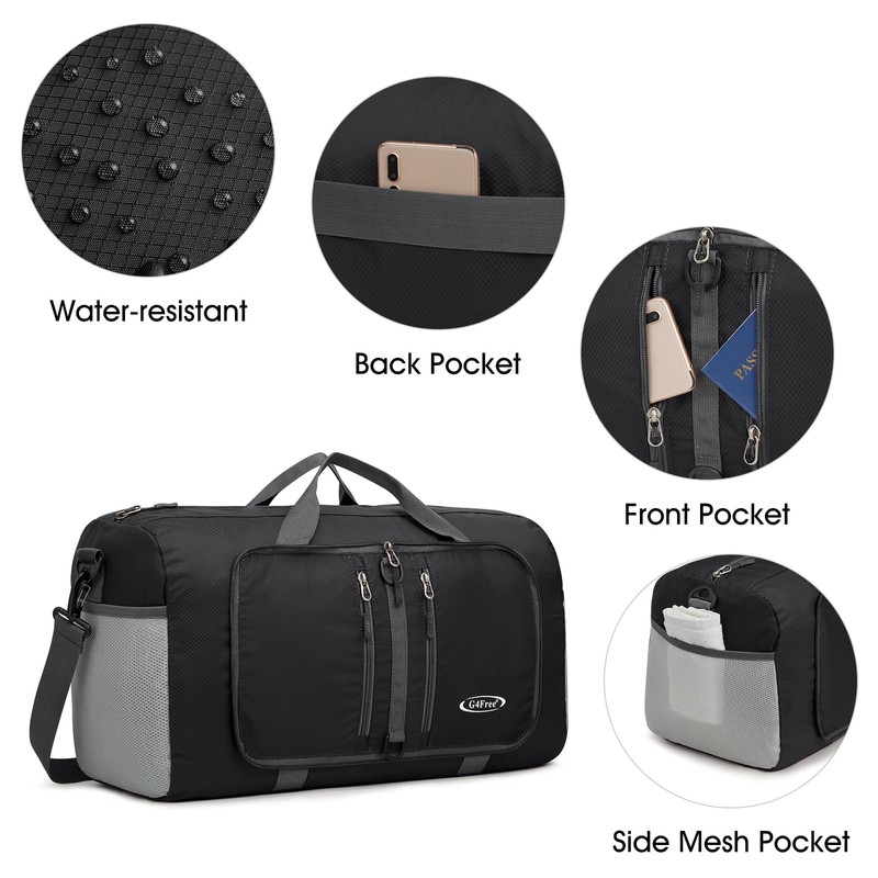 G4Free 40L/65L Foldable Duffel Bag, Water-Repellent Travel Backpack, Lightweight Carry