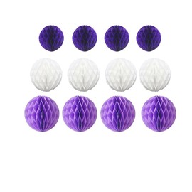 12pcs Party Honeycomb Balls Decorations 3'' 6'' 8'' Honeycomb Flower Tissue Pom Poms Flower Balls Hanging Flower Balls for Baby Shower Birthday Wedding Nursery Decor(3'' 6'' 8''Purple kit)