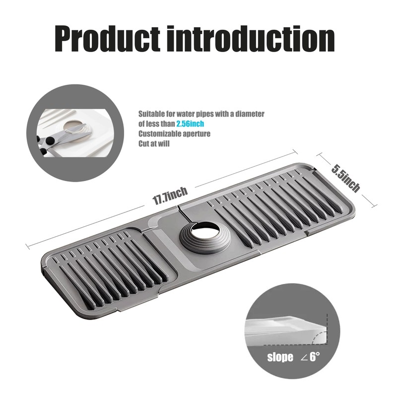 STARGAZ Silicone Faucet Mat for Kitchen Sink,Faucet Draining Mat,Sink Back