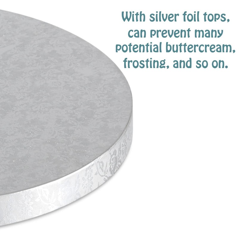 Silver Cake Drum Round 16 Inch Cake Boards with 1/2-Inch