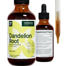 Dandelion Root 4 fl oz Liquid Extract - Natural Herbal Supplement for Cleansing, Digestive Function & Immunity - Organic Taraxacum officinale - Family Size - High Potency Drops - 90-Day Supply